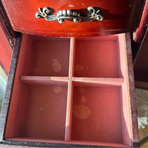 Vintage Powell Wood Jewelry Box 7 Drawer Two Doors Mirror Bombay Style Dark Tone - Picture 10 of 12